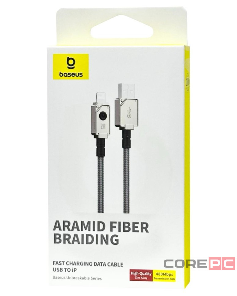 Usb Кабель-зарядка Lightning Baseus Unbreakable 2.4A 1м (P10355802221-00) stellar white