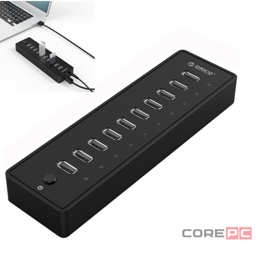 USB-хаб Orico P10-U2-V1-BK-BP USB2.0x10 черный