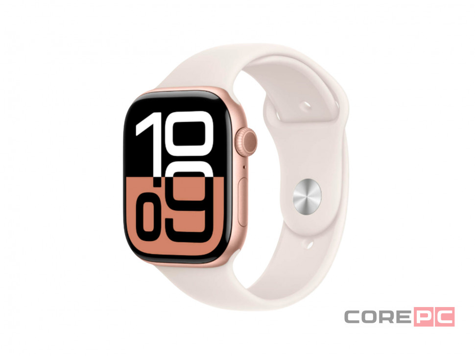 Apple Watch Series 10 42mm Rose Gold Aluminum Case with Starlight Sport Band (S/M)