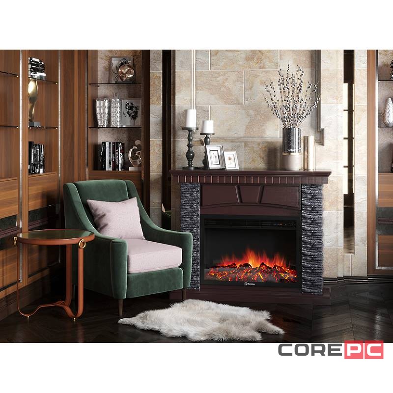 Портал Firelight Porto 30 камень черный, шпон венге