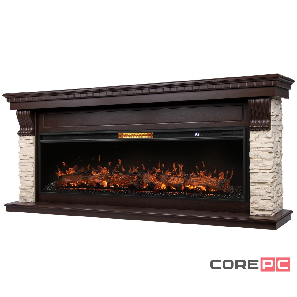 Портал Firelight Michigan 60, камень молочный, шпон темный дуб