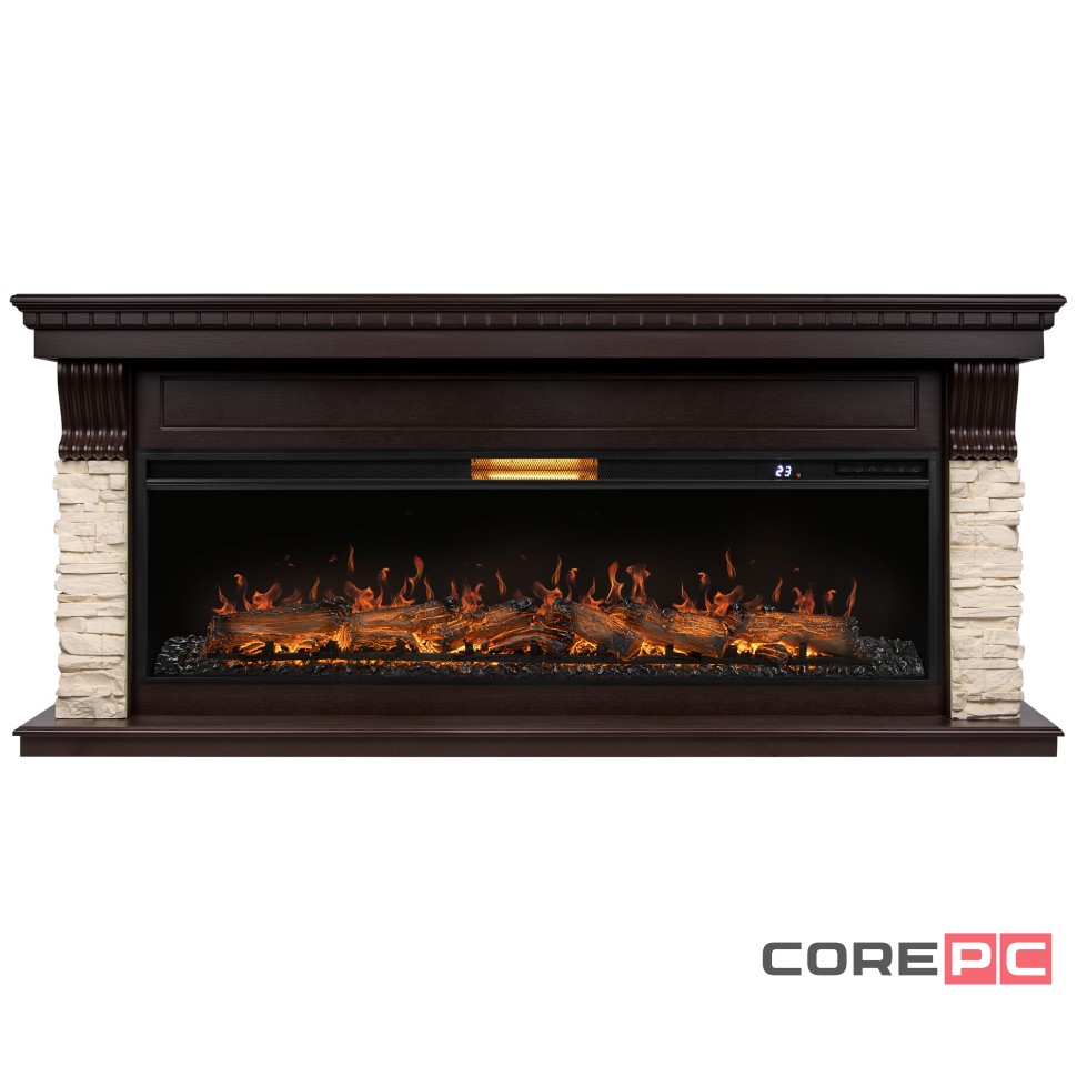 Портал Firelight Michigan 60, камень молочный, шпон темный дуб