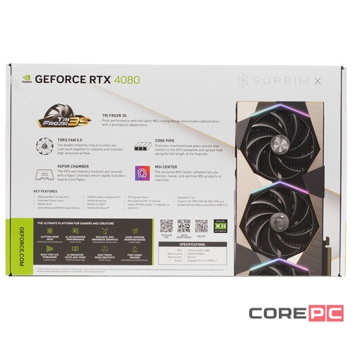 Видеокарта MSI (RTX 4080 16GB SUPRIM X) GeForce RTX 4080 16GB SUPRIM X