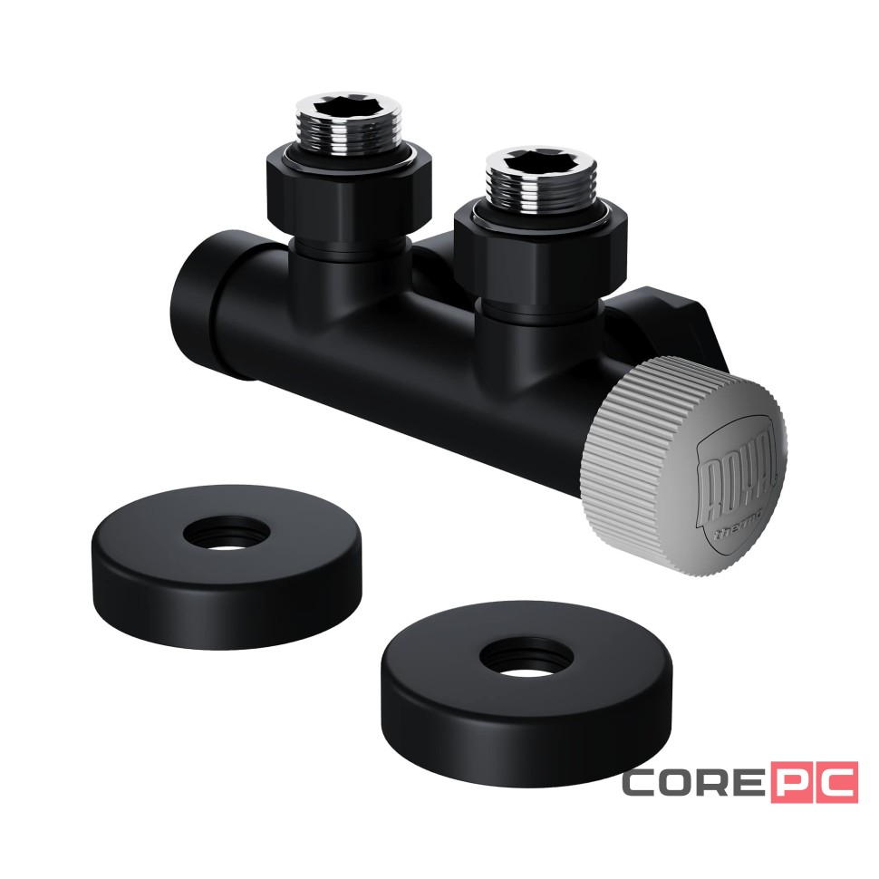 Узел нижнего подключения термостатический угловой Royal Thermo Design Pro 15мм М30х1,5 (Черный)