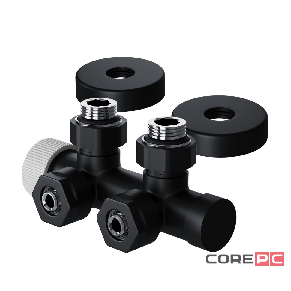 Узел нижнего подключения термостатический угловой Royal Thermo Design Pro 15мм М30х1,5 (Черный)