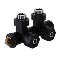 Узел нижнего подключения термостатический угловой Royal Thermo Design Pro 15мм М30х1,5 (Черный)