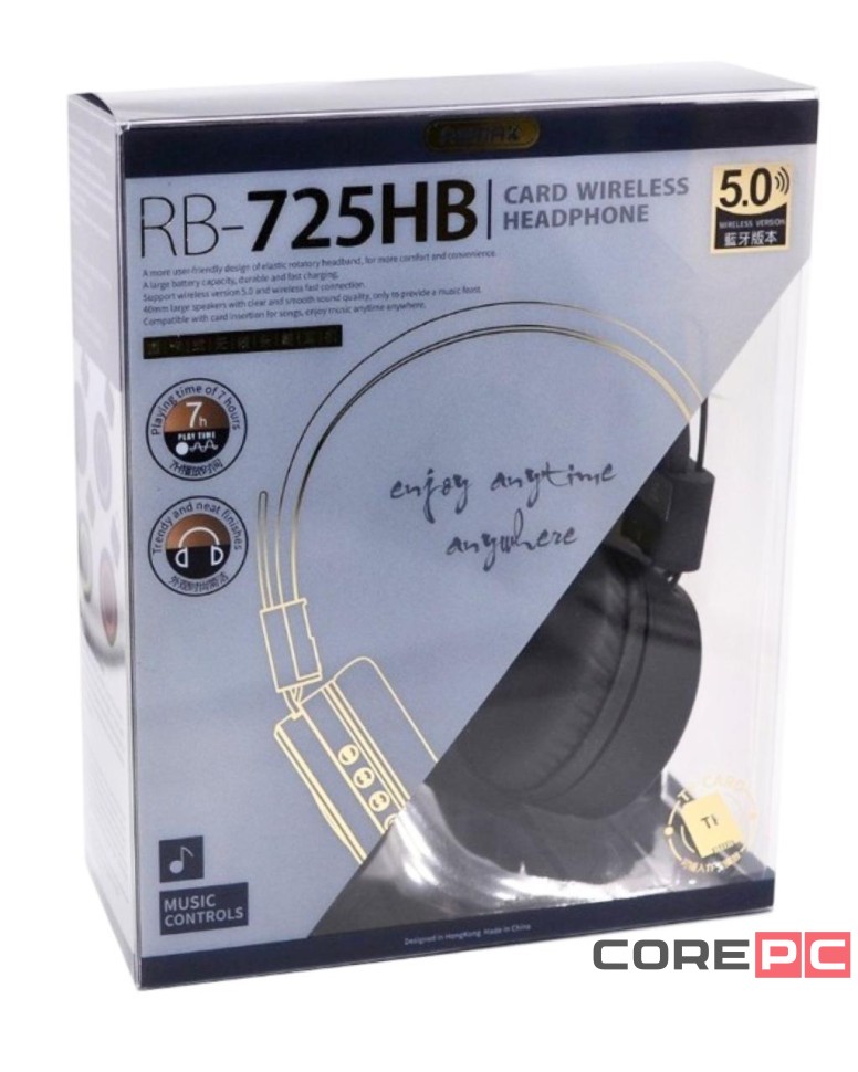 Стереонаушники Bluetooth полноразмерные Remax RB-725HB Pro BT5.1/400mAh/12ч черные