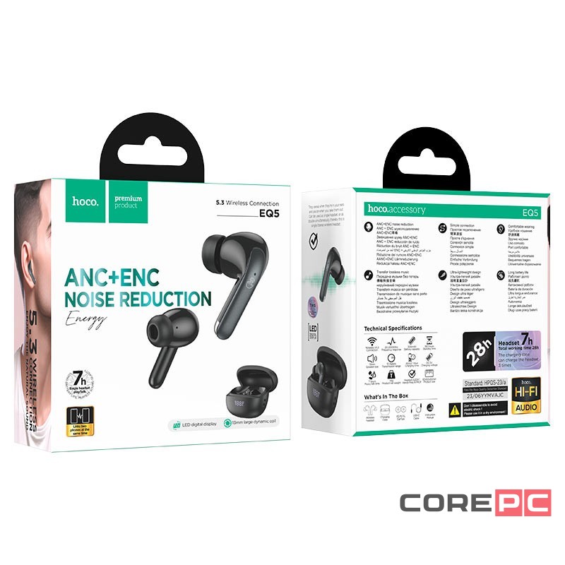Беспроводные наушники TWS Hoco EQ5 ANC+ENC черные