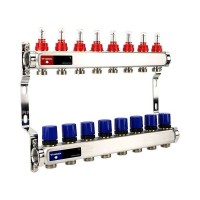 Группа коллекторная с расх. VARMEGA VM15108 ВР 1quot;, под 130 насос, на 8 конт. 3/4quot; EK, нерж. сталь