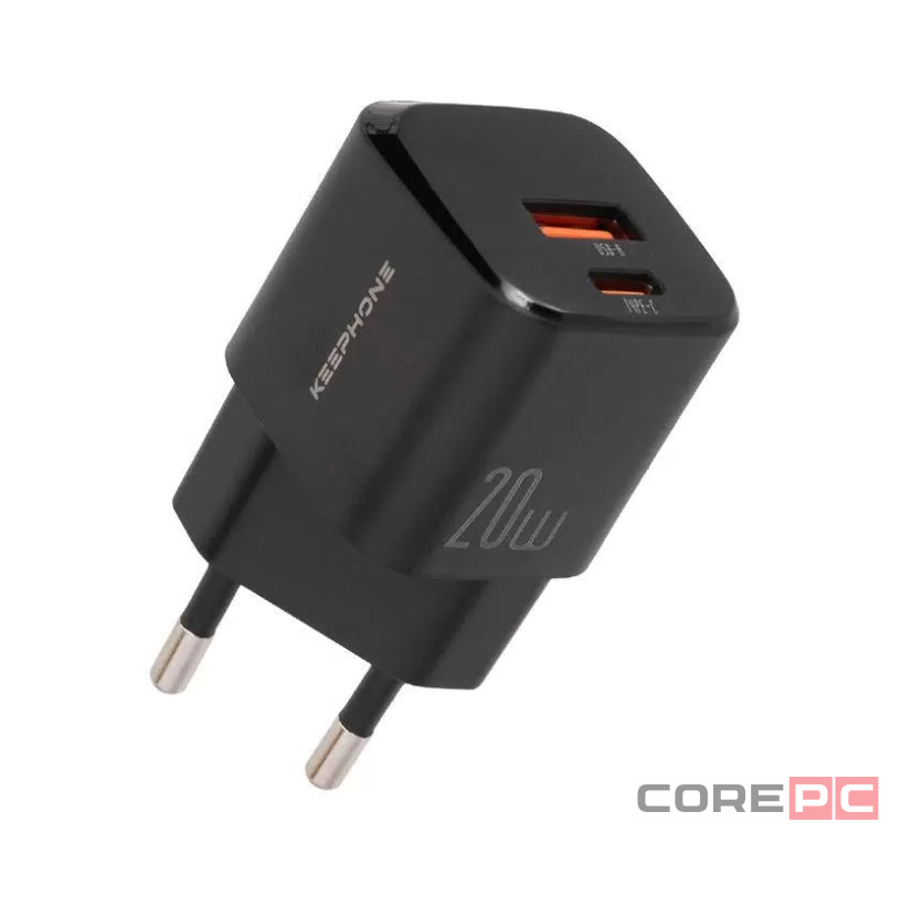 Сетевое зар. устр. Keephone CH-23061 1USB/1C 20W черное
