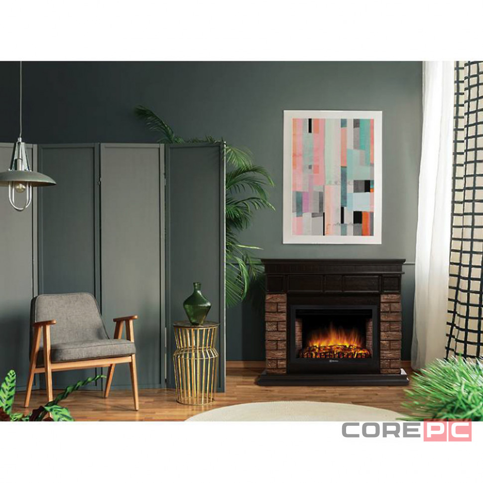 Портал Firelight Bricks Wood 30 камень коричневый, шпон темный дуб