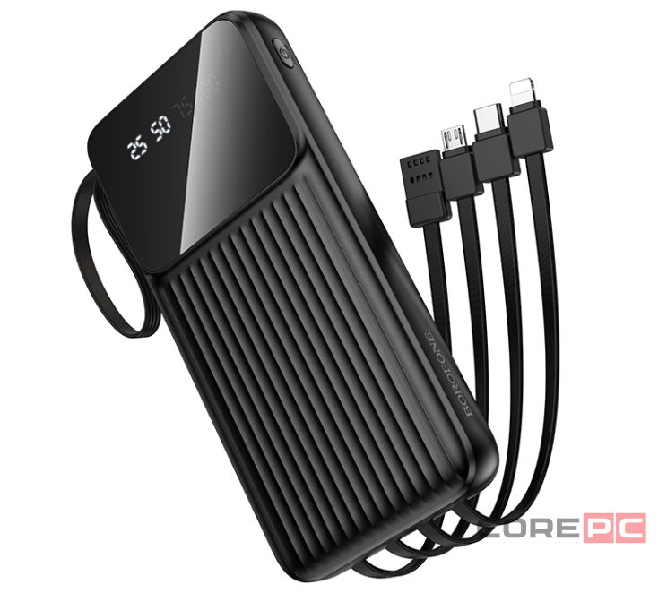 Powerbank Borofone BJ76 10000mAh 2USB/1C/Micro-USB с проводом USB/Type-C/Micro/Lightning черный
