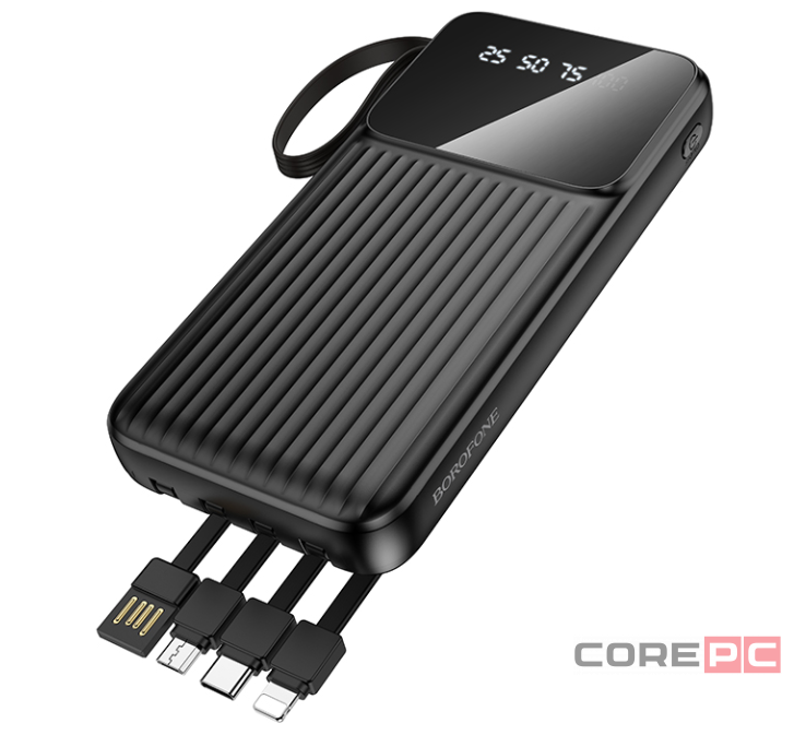 Powerbank Borofone BJ76 10000mAh 2USB/1C/Micro-USB с проводом USB/Type-C/Micro/Lightning черный