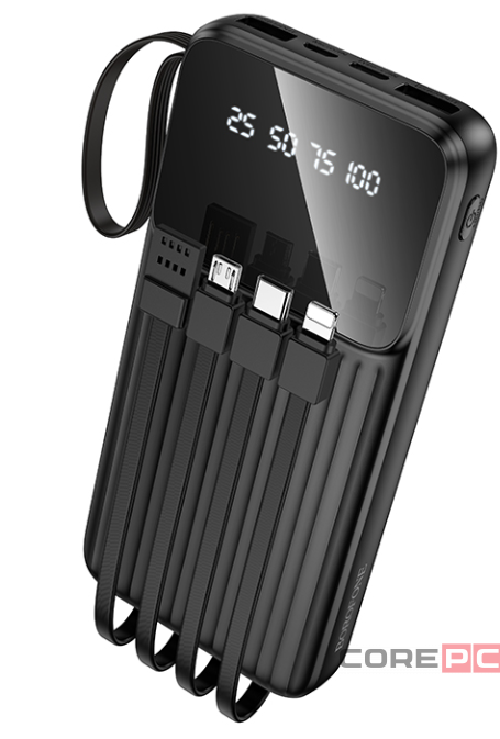 Powerbank Borofone BJ76 10000mAh 2USB/1C/Micro-USB с проводом USB/Type-C/Micro/Lightning черный