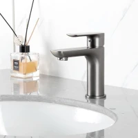 Смеситель для раковины Gappo G1048-9, рычажное управление, цвет оружейная сталь