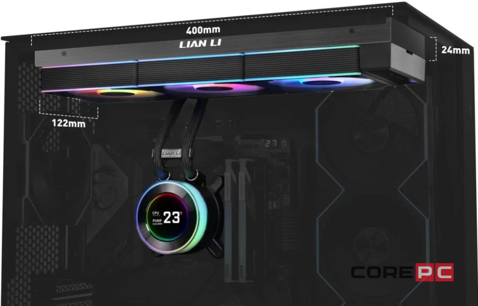 Система жидкостного охлаждения для процессора Lian Li HydroShift II LCD-C 360R GHS2LCD36RB ARGB Black (G89.GHS2LCD36RB.R0)