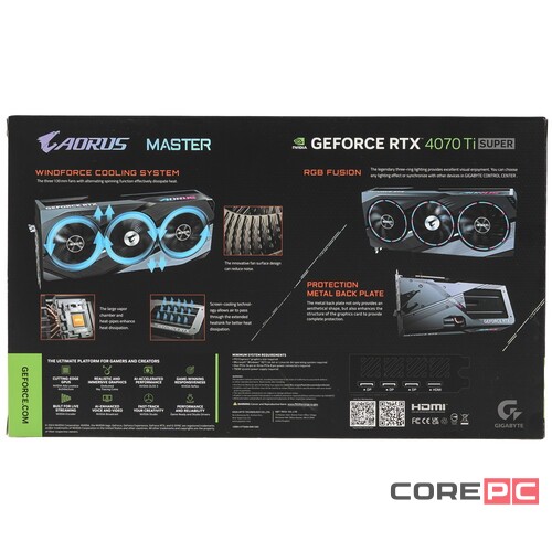 Видеокарта Gigabyte (GV-N407TSAORUS M-16GD) GeForce RTX 4070 Ti SUPER 16GB AORUS MASTER