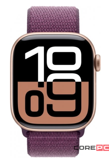 Apple Watch Series 10 42mm Rose Gold Aluminum Case with Plum Sport Loop