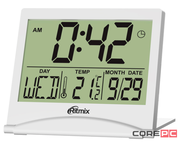 Часы-будильник Ritmix CAT-042 с метеостанцией (белый)