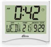 Часы-будильник Ritmix CAT-042 с метеостанцией (белый)