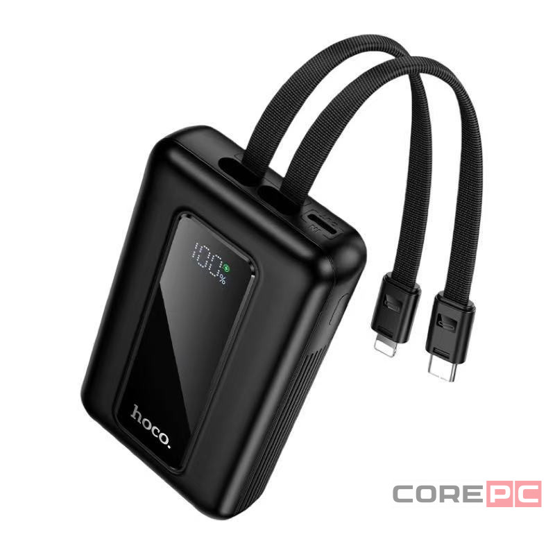 Powerbank Hoco J162 10000mAh 1USB/1C с проводом Type-C/Lightning черный