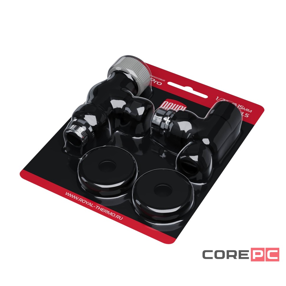 Набор термостатический осевой Royal Thermo Design Pro 15мм М30х1,5 (Черный)