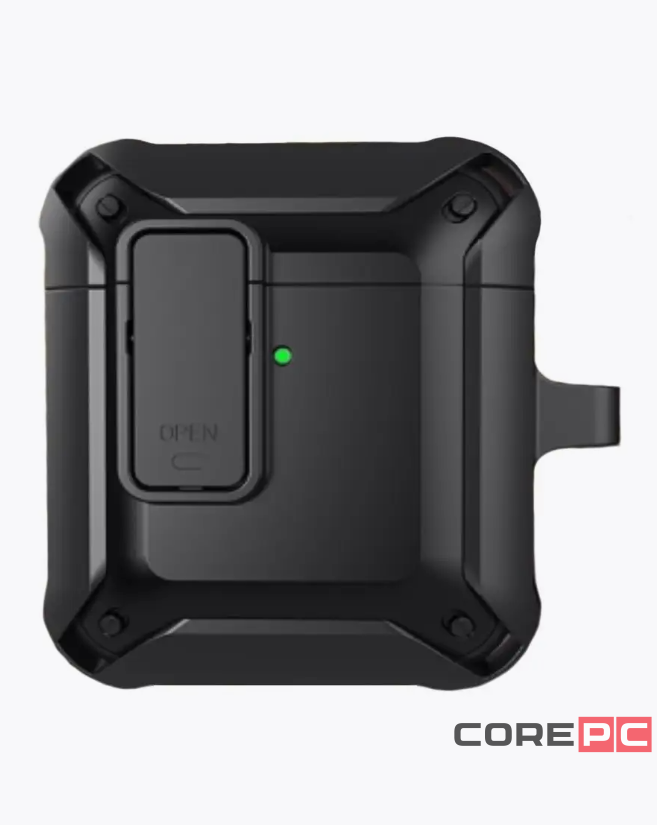 Чехол WiWU Mecha для AirPods 2 противоударный с карабином (черный)