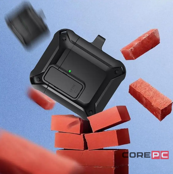 Чехол WiWU Mecha для AirPods 2 противоударный с карабином (черный)