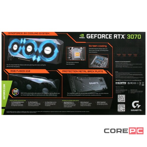 Видеокарта Gigabyte (GV-N3070GAMING OC-8GD 2.0) GeForce RTX 3070 8GB GAMING OC (rev. 2.0)