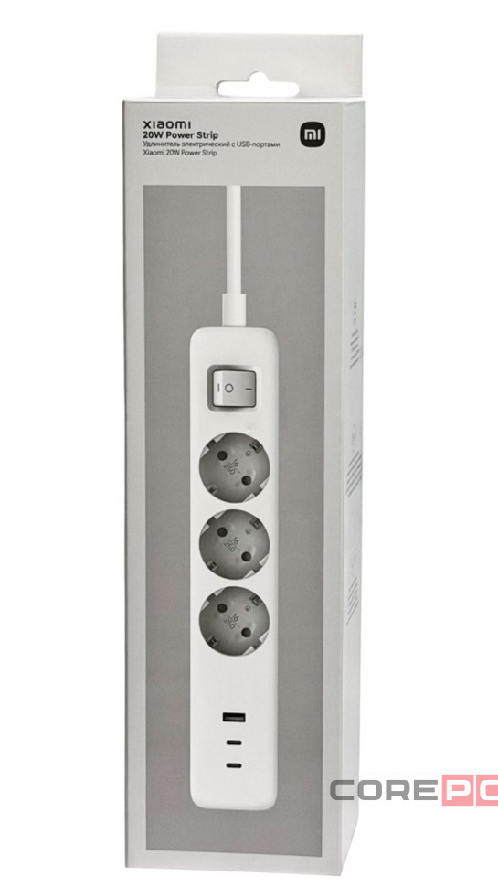 Сетевой удлинитель Xiaomi Mi Power Strip 3 Sockets/1 USB/2 USB-C 20W (XMCXB01EU) белый