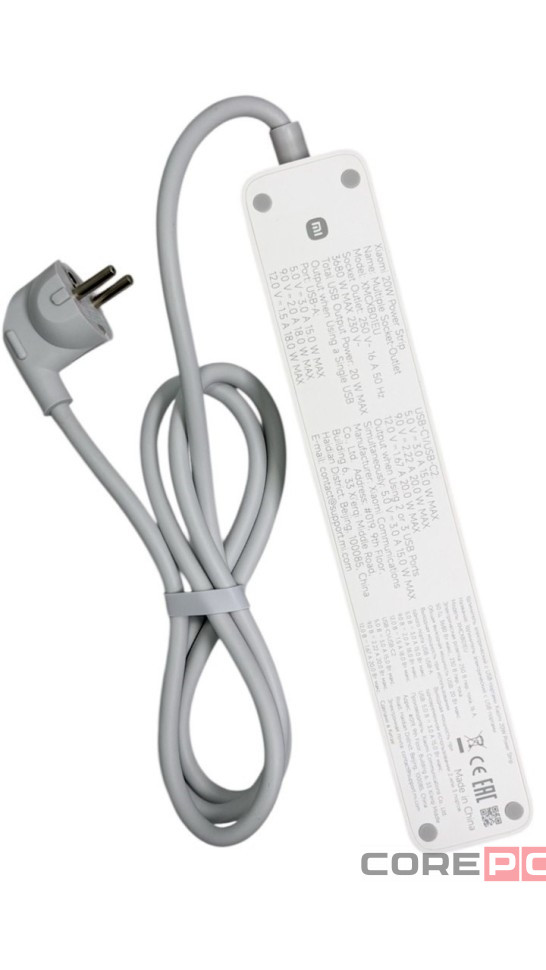 Сетевой удлинитель Xiaomi Mi Power Strip 3 Sockets/1 USB/2 USB-C 20W (XMCXB01EU) белый