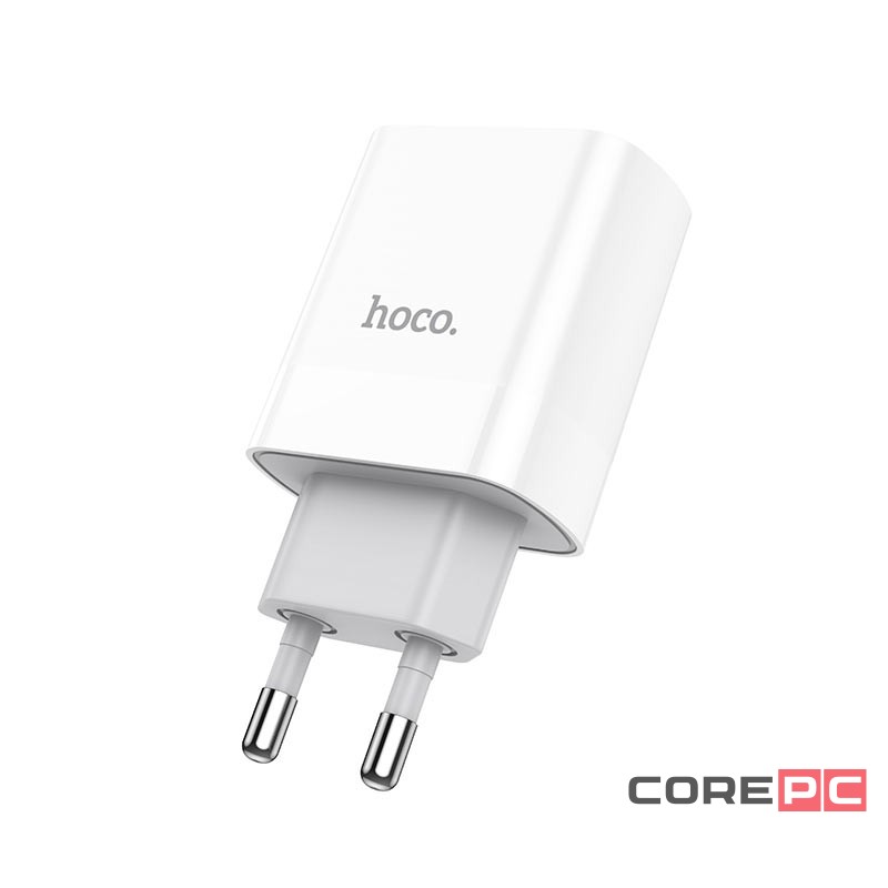 Сетевое зар. устр. Hoco C80A с шнуром Type-C на Lightning 1USB/1С PD3.0/QC3.0 3A 20W белое