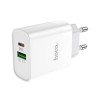 Сетевое зар. устр. Hoco C80A с шнуром Type-C на Lightning 1USB/1С PD3.0/QC3.0 3A 20W белое