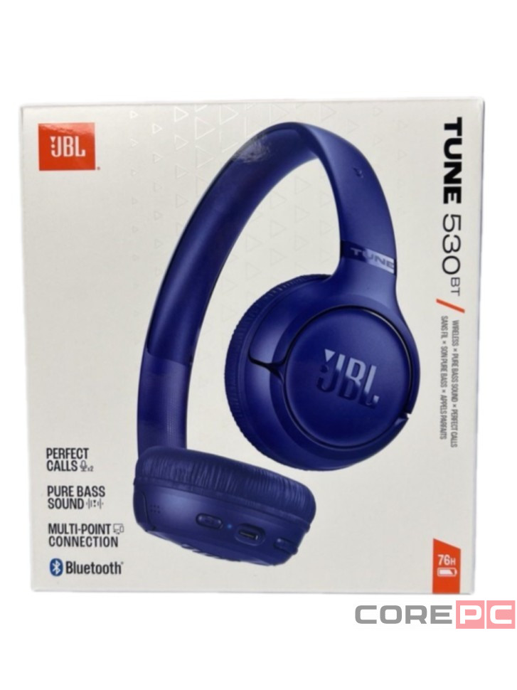 Стереонаушники Bluetooth Полноразмерные JBL T530BT BT6.0/450mAh/76ч синие