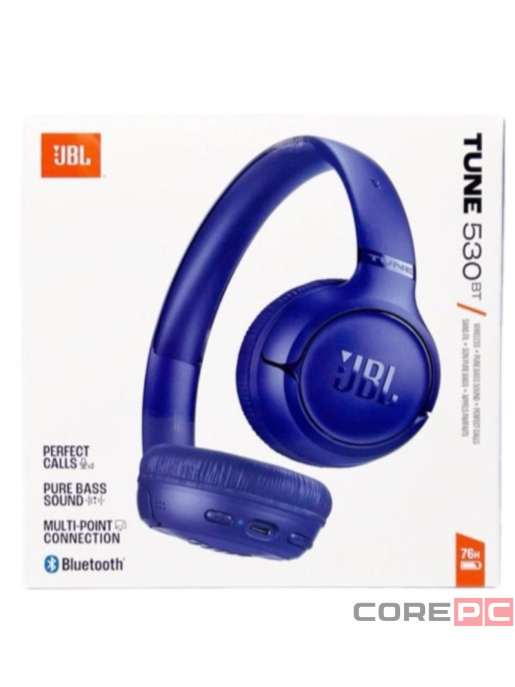 Стереонаушники Bluetooth Полноразмерные JBL T530BT BT6.0/450mAh/76ч синие