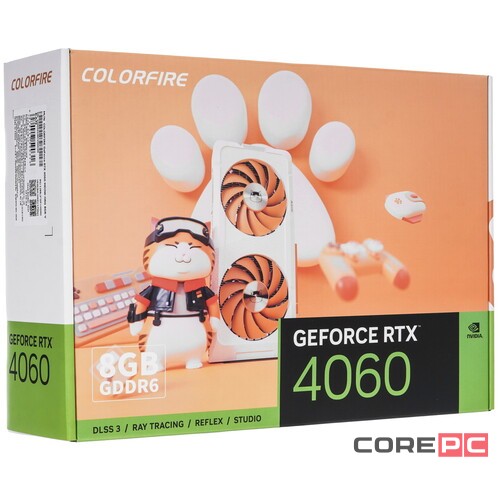 Видеокарта Colorful (RTX 4060 MEOW-ORG 8GB-V) GeForce RTX 4060 8GB MEOW Edition