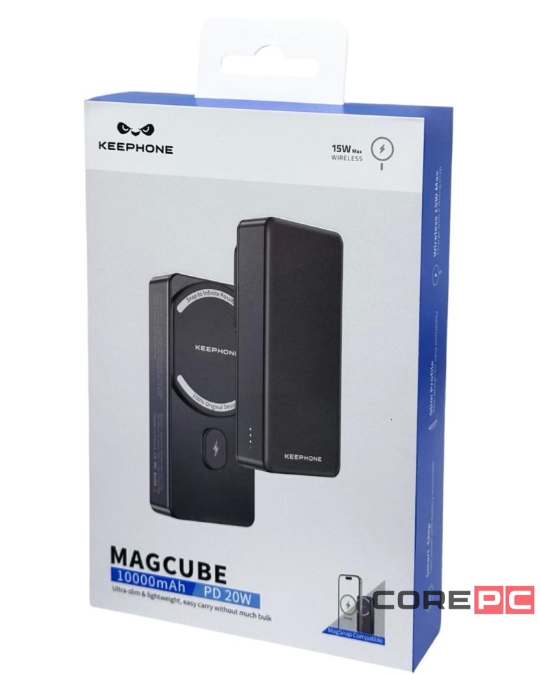 Powerbank с беспроводной зарядкой Keephone PB-37 10000mAh 1C 20W KPMAGPB-37GL серый