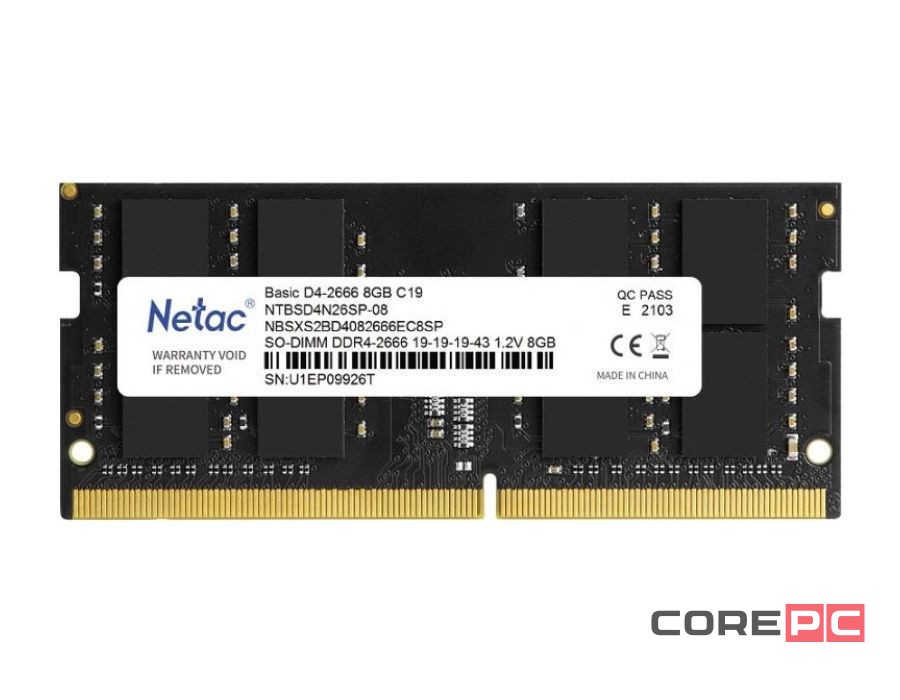 Оперативная память 8 Gb 2666 MHz NETAC BASIC (NTBSD4N26SP-08)