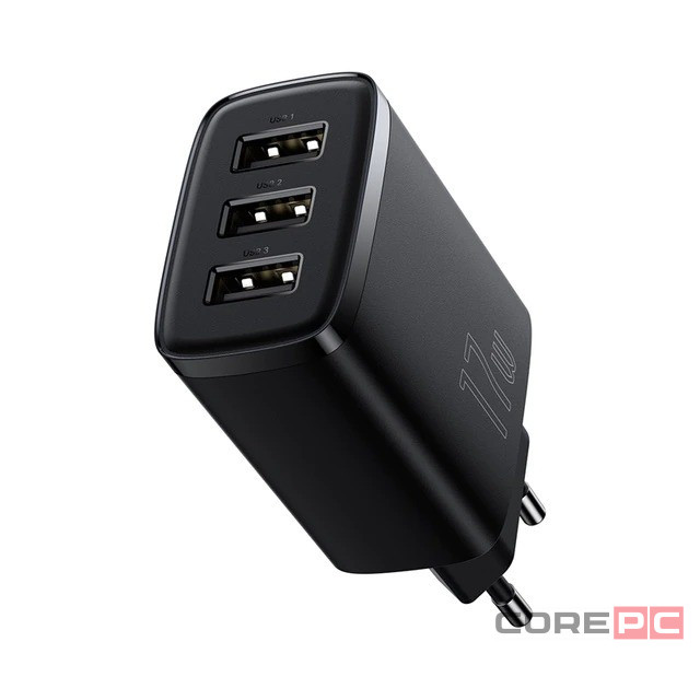 Сетевое зар. устр. Baseus Compact 17W 3USB (CCXJ020101) черное