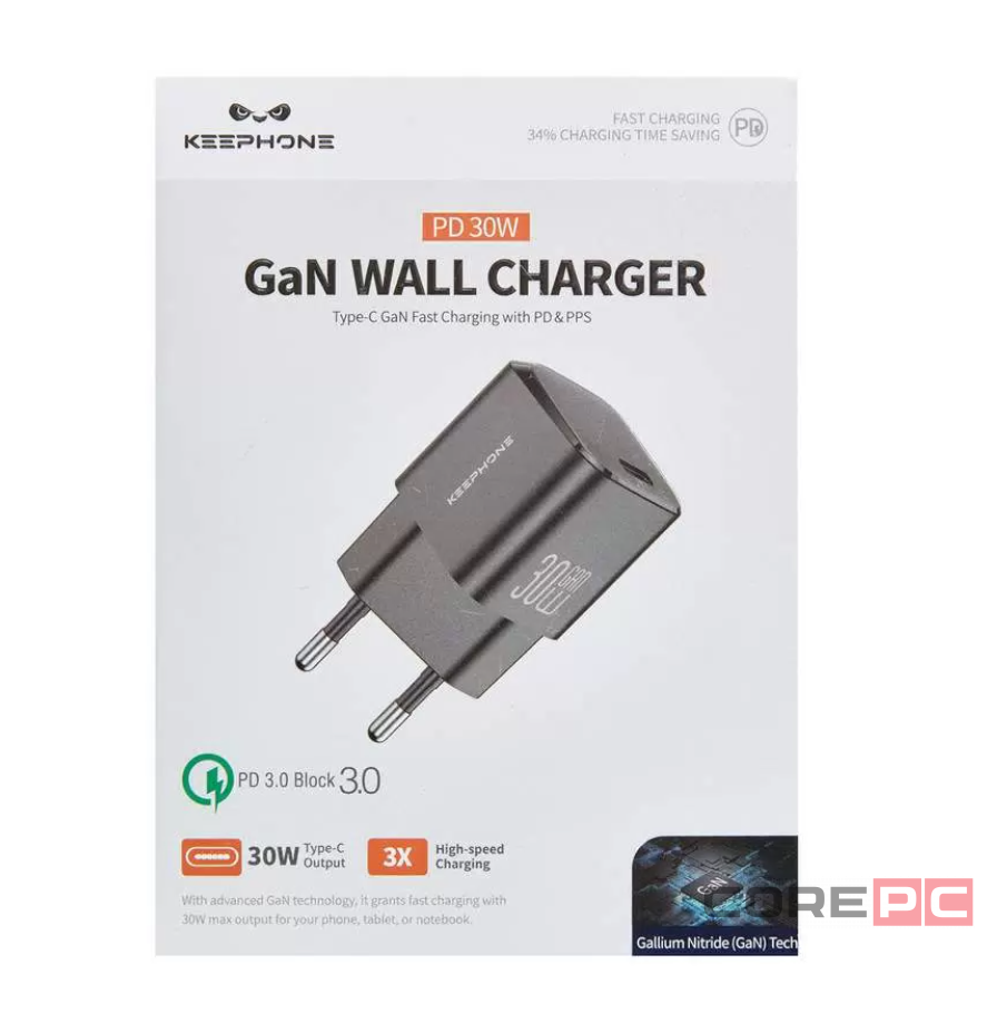 Сетевое зар. устр. Keephone CH-23092 1C 30W черное