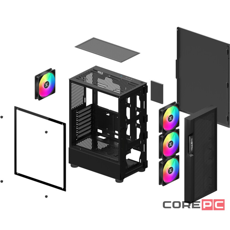 Компьютерный корпус XASTRA A302 4FRGB Black (A302-BK-FC120FRGB-4F-GL)