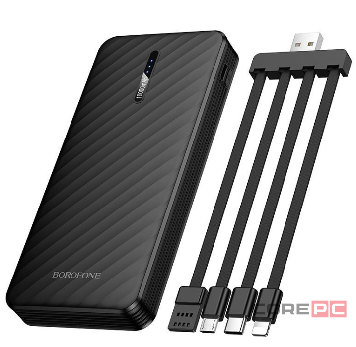 Powerbank Borofone BJ84 10000mAh USB/Type-C с проводом USB/Type-C/Micro/Lightning черный