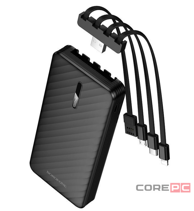 Powerbank Borofone BJ84 10000mAh USB/Type-C с проводом USB/Type-C/Micro/Lightning черный