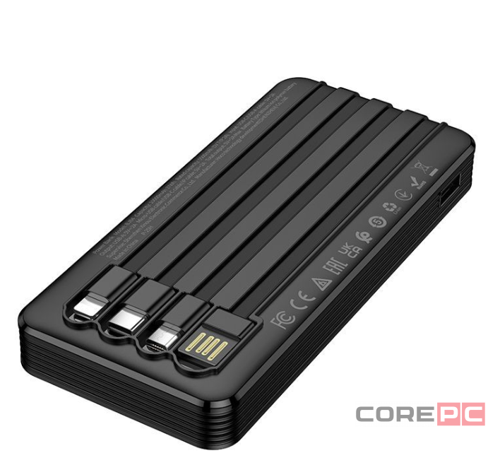 Powerbank Borofone BJ84 10000mAh USB/Type-C с проводом USB/Type-C/Micro/Lightning черный