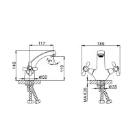 Смеситель для раковины Frap F1025, вентильное управление, цвет хром