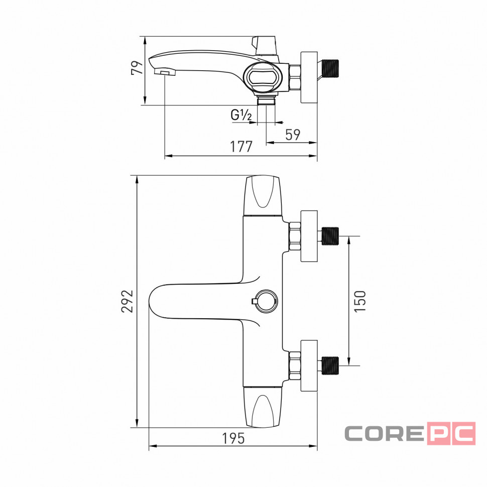 Смеситель для ванны MIXLINE МЛ39-01/ML39-01, вентильное управление, цвет хром