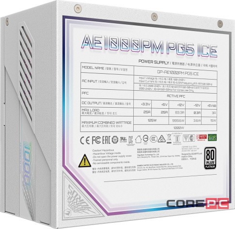 Блок питания Gigabyte 1000W GP-AE1000PM PG5 ICE 16 Pin (PCIe 5.0 Connector Cable Details)