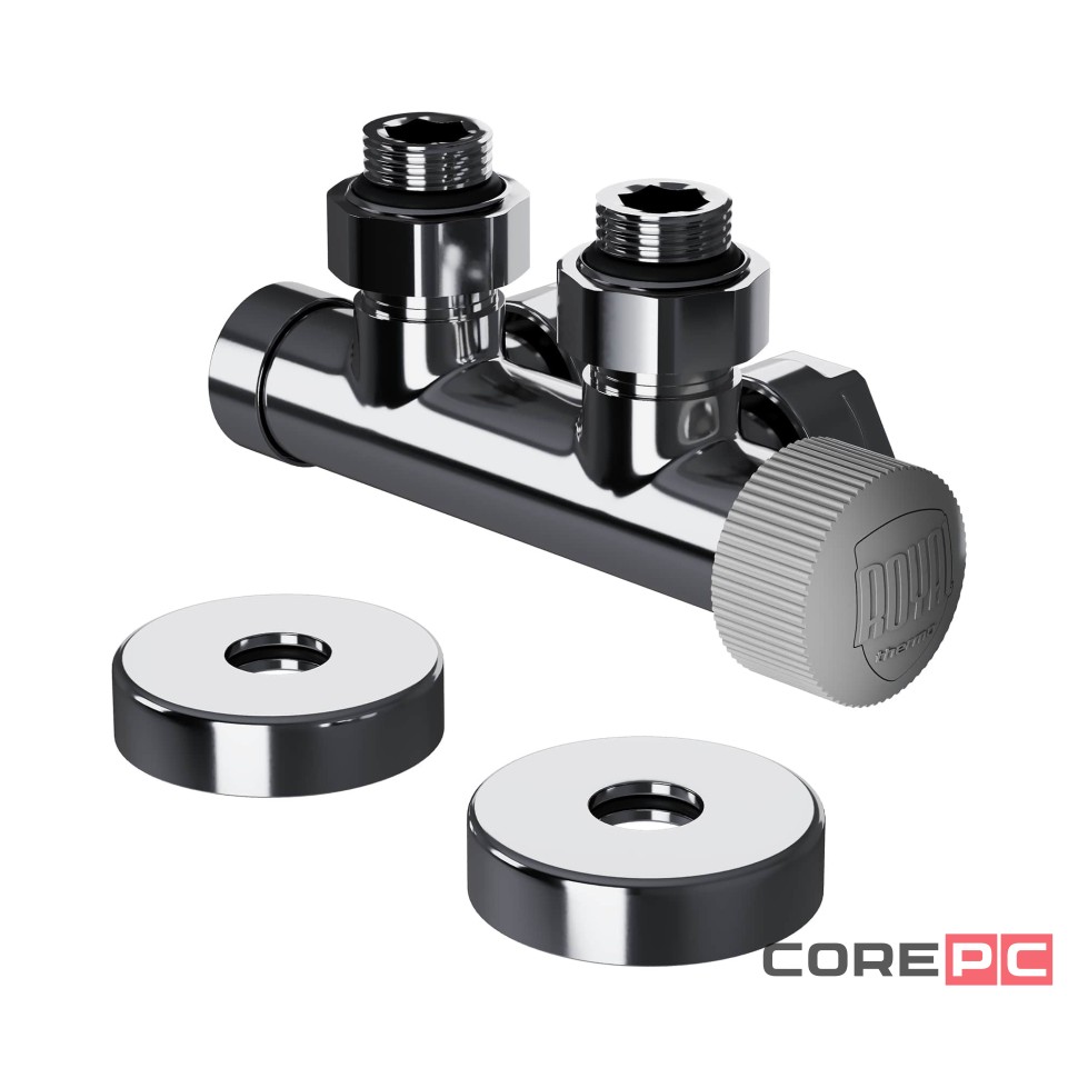 Узел нижнего подключения термостатический угловой Royal Thermo Design Pro 15мм М30х1,5 (Хром)