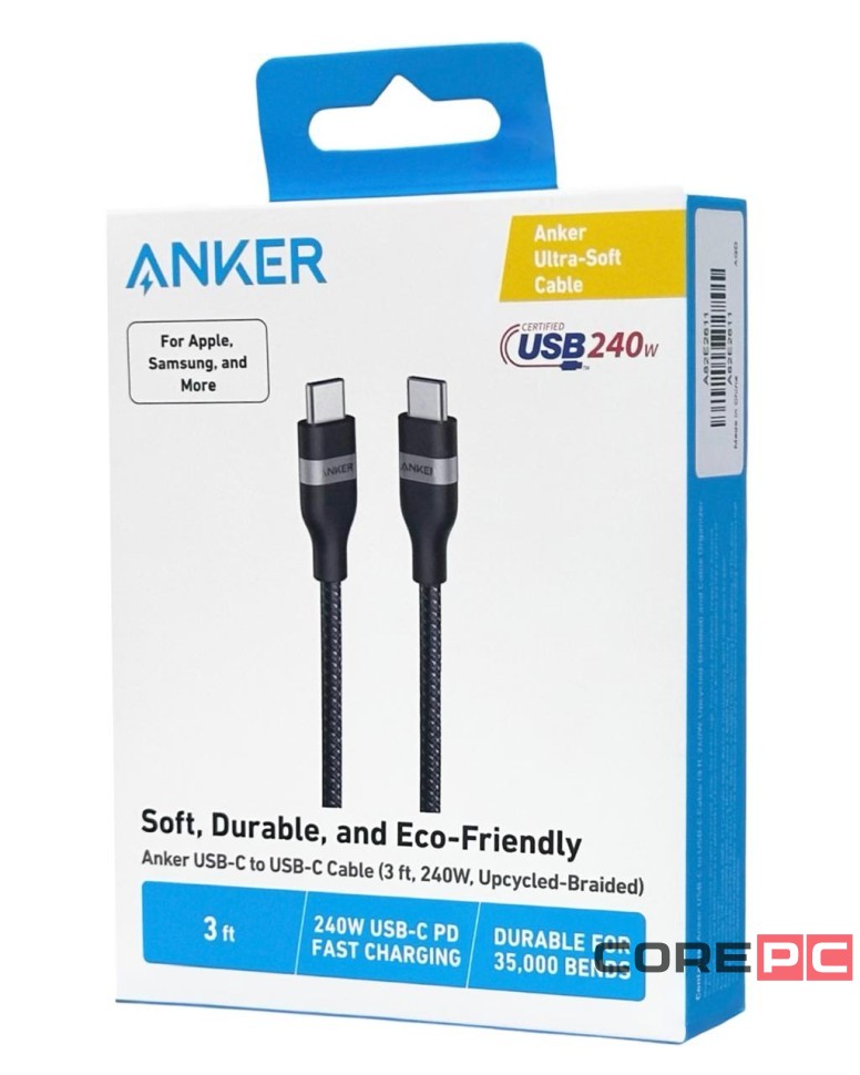 Usb Кабель-зарядка Type-C на Type-C Anker (A82E2611) 240W 0.9м чёрный