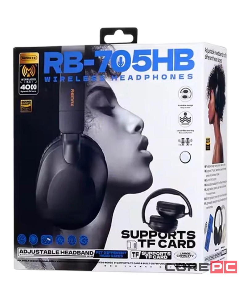 Стереонаушники Bluetooth полноразмерные Remax RB-705HB BT5.4 черные